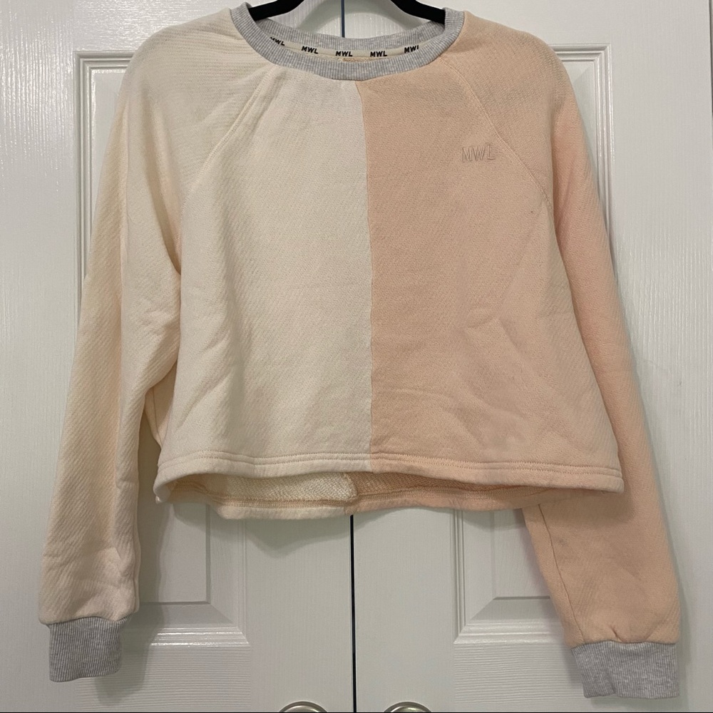 Madewell Cropped Crewneck MWL Size Small Peach, White and Grey